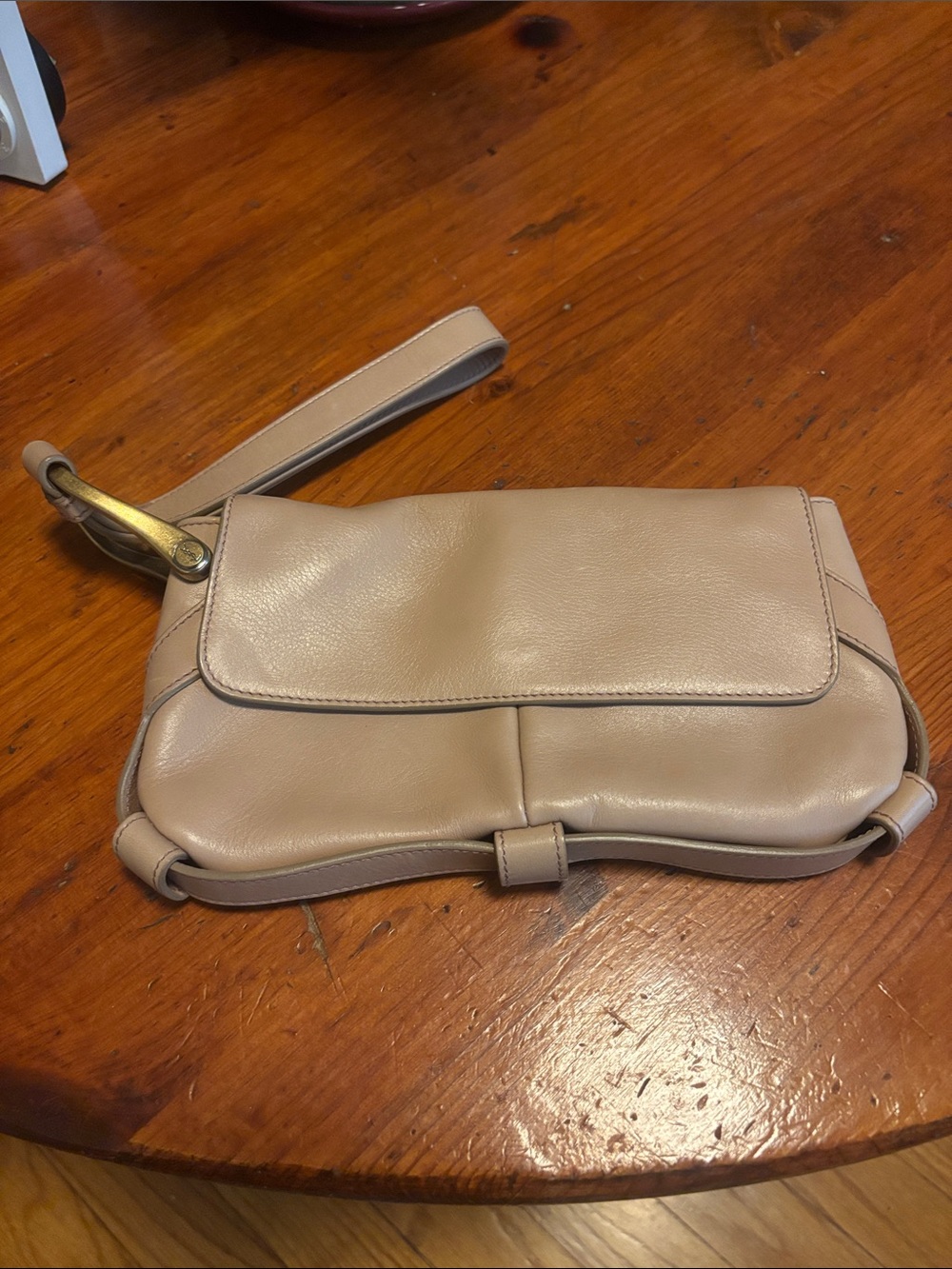 Yves Saint Laurent Beige Leather Wristlet Clutch - Picture 1 of 6